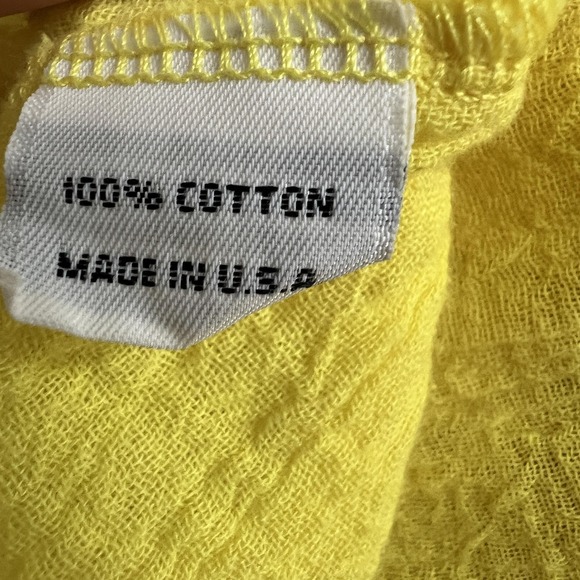 Bryn Walker Top Womens M Yellow Ruffle Hem Flared Sleeve Guaze Blouse Lagenlook - Picture 15 of 16